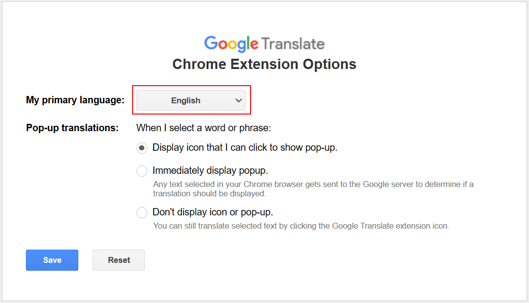 Chrome Extension Options Chrome Extension Options